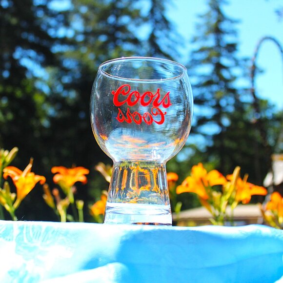 Vintage Coors Red Logo Bubble Glass – Beer Goblet Chalice – 5.5" – Breweriana - Picture 2 of 7